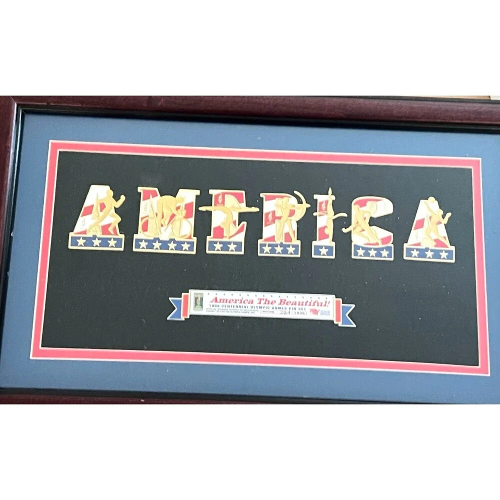 '96 OLYMPICS Pin Set AMERICA THE BEAUTIFUL Framed COA Ltd Ed #264 Wall Decor Art